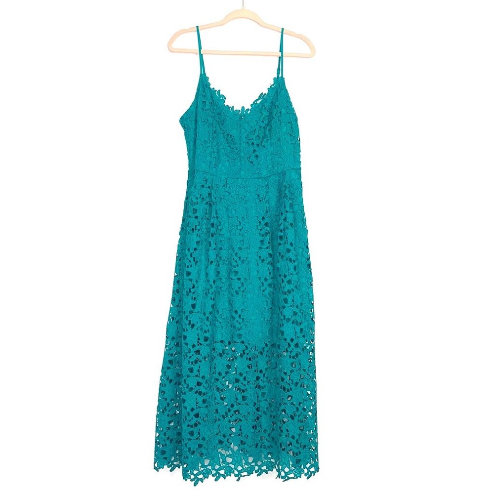ASTR the Label green lace overlay midi dress, size M